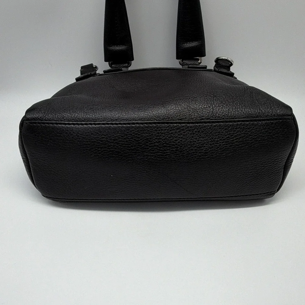 Givenchy Y2K  Small Pandora Black Satchel Top Handle Bag Detachable Strap Silver